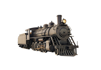 Obraz premium Vintage steam locomotive with tender car, isolated on a transparent background