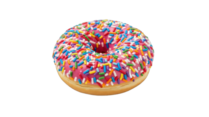 Donut with Sprinkles on White Background