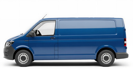 Blue cargo van side view on white background 24498277 1