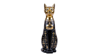Egyptian Bastet Cat Statue on White Background