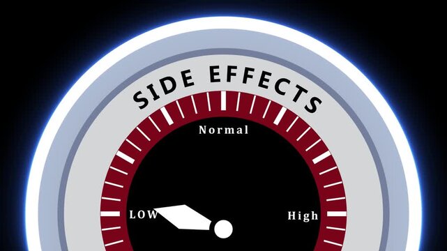Side Effects Gauge Showing High Level on Black Background meter indicator