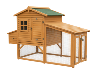 a wooden chicken coop Isolated on white and transparent background