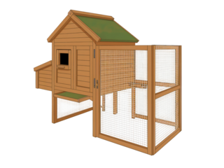 a wooden chicken coop Isolated on white and transparent background