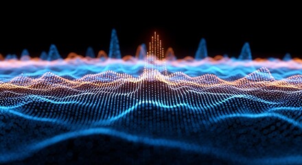 Stunning abstract data visualization with vibrant blue and orange hues representing technology trends and insightful analytics for modern innovation
