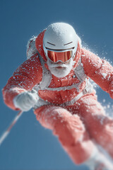 santa caus is skiing