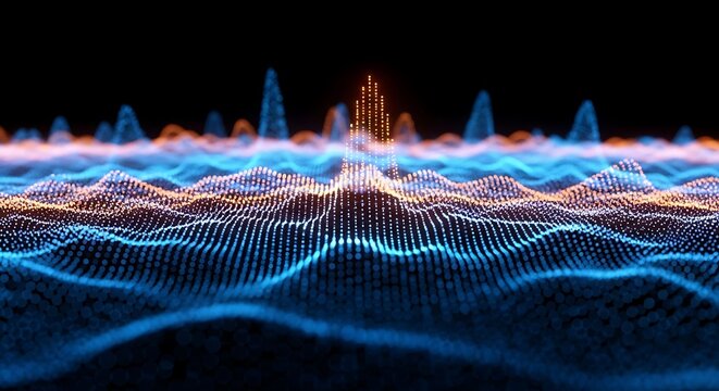 Stunning abstract data visualization with vibrant blue and orange hues representing technology trends and insightful analytics for modern innovation - Powered by Adobe