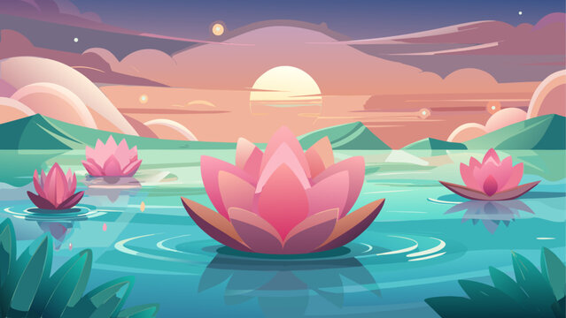 A tranquil banner featuring soft pink lotus flowers floating on calm water, symbolizing Ayurvedic wellness and inner harmony. Gentle light, soothing colors, and a serene holistic atmosphere