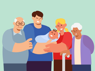 Mixed Family &ndash; Multi-Generation Hug