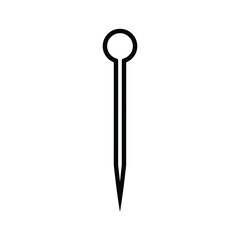 Simple Black Outline Icon of a Pin or Cocktail Pick