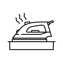Steaming Iron on Rest Line Icon