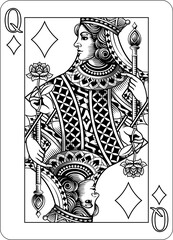 Queen of Diamonds design from a new original deck of playing cards.