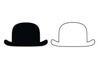 Top hat icon collection. Solid, filled icon set of top hats: classic hat, silk, magicians , vintage , steampunk top hat, wedding top. Vector icon. Hat icon filled flat sign concept for web design.Hat 