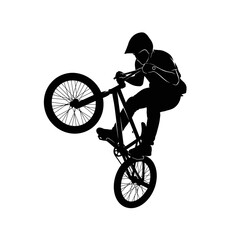 Obraz premium BMX Bike Rider Silhouette – Extreme Cycling Freestyle Stunt Vector