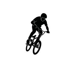 Obraz premium BMX Bike Rider Silhouette – Extreme Cycling Freestyle Stunt Vector