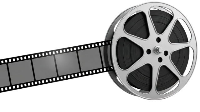 Film Reel and Strip on White Background - Powered by Adobe