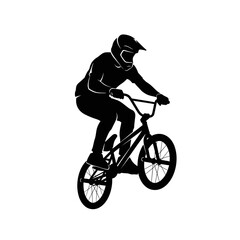 Obraz premium BMX Bike Rider Silhouette – Extreme Cycling Freestyle Stunt Vector