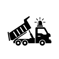 Dump Truck Silhouette Icon – Construction Loader Vehicle Vector Design