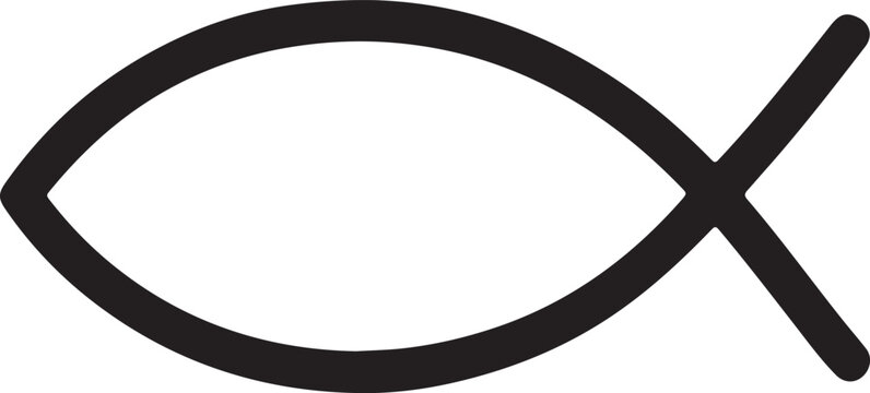 Christian Fish (Ichthys) Symbol Icon Silhouette, Jesus Fish Faith Vector