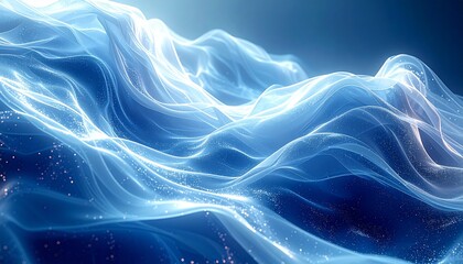 AI brand abstract background, flowing neural pathways made of glowing lines, soft holographic gradients, white & cobalt blue palette, futuristic corporate 2026 aesthetic.”