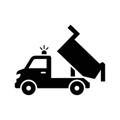 Dump Truck Silhouette Icon – Construction Loader Vehicle Vector Design