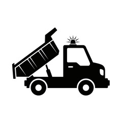 Dump Truck Silhouette Icon – Construction Loader Vehicle Vector Design