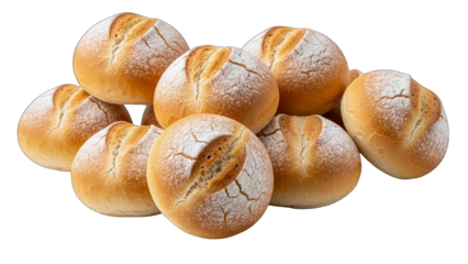 Freshly Baked Bread Rolls on White Background