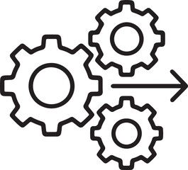 Three interlocking gears with an arrow indicating forward motion cogwheels mechanism
