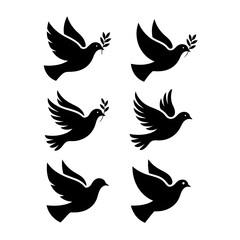 Silhouette Doves with Olive Branches