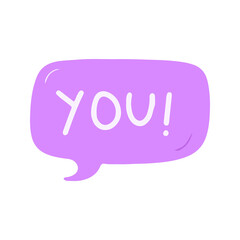 Purple You Speech Bubble Cartoon Illustration