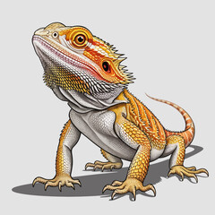 Obraz premium This striking illustration features a bearded dragon lizard, showcasing its detailed skin texture and vibrant colors, perfect for reptile enthusiasts and wildlife art.