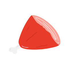 Large Raw Meat Leg with Bone Simple Illustration