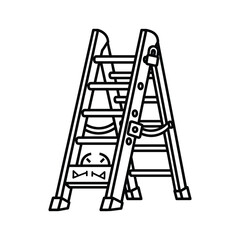 Step Ladder Line Art Icon for Home Improvement and Construction