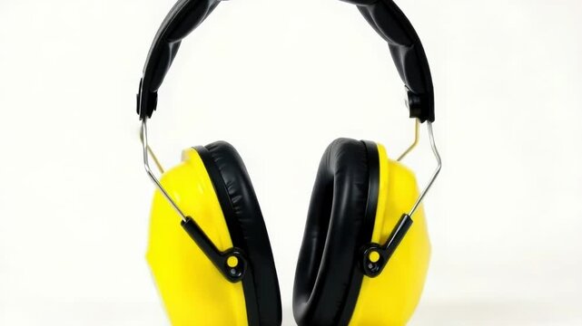 Video A pair of yellow ear muffs stacked on top of each other