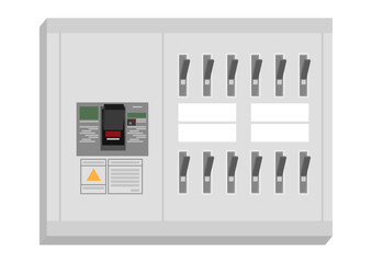 分電盤のイラスト（distribution board / breaker panel）