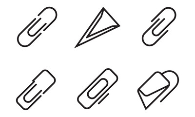 Essential collection of modern minimalist black line art paperclip icons perfect for office organization designs