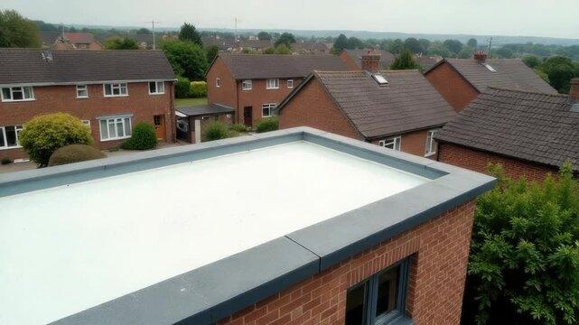 Video A flat roof with a skylight, suitable for architectural or interior design projects