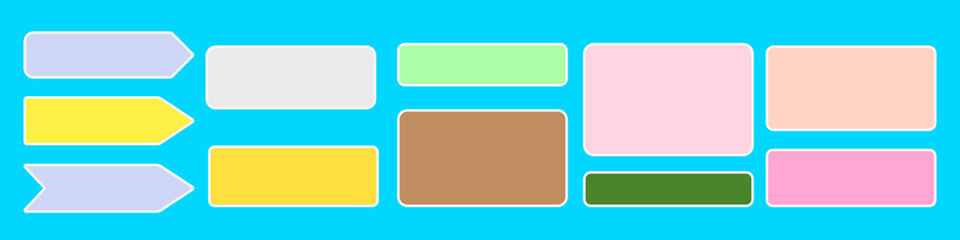 Empty spaces for text, set of colored slots. vector design