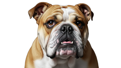 English Bulldog Portrait on White Background