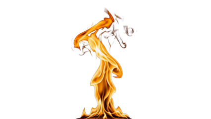 Flame Burning with Smoke on White Background