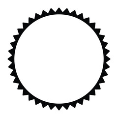 Round spiky border frame vector illustration, circular jagged edge decorative emblem badge icon, starburst sun shape frame clip art isolated on white background