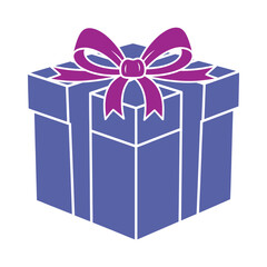 🎁 Blue Gift Box with Purple Ribbon,  Festive Icon for Birthday, Holiday, Celebration, or Surprise Themes