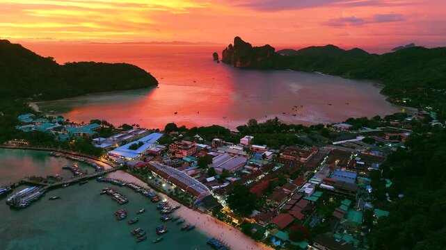 Sunset on Phi Phi Island in the Krabi Province, Thailand