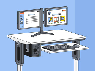 Desk Setup &ndash; Dual Monitor Workstation
