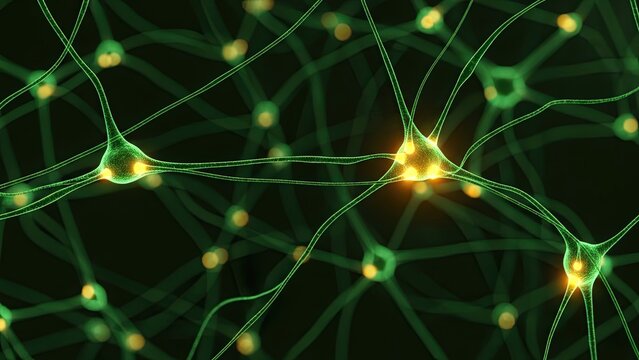 Neural Network Synapses Firing with Electrical Impulses.