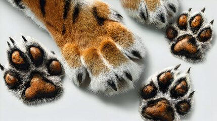Orange Tiger Paw on White, Wild Animal Foot with Claws