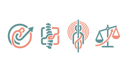 Modern Health and Legal Vector Icons Spine Human Balance Growth