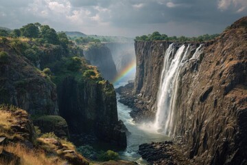 Majestic Victoria Falls - A Breathtaking Natural Wonder in Zambia.