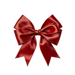 Fototapeta premium Elegant red satin ribbon bow isolated for decoration and holiday design element