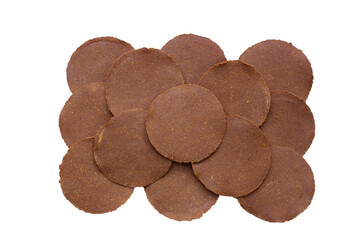 Fermented soybean discs, known as “Thua Nao,” a traditional Thai seasoning used to enhance flavor in Northern cuisine.
