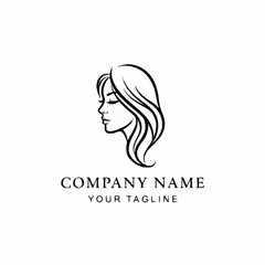 Elegant Woman Profile Logo Design for Beauty and Hair Salon Branding.